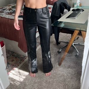 Zara Black Leather Pants straight leg